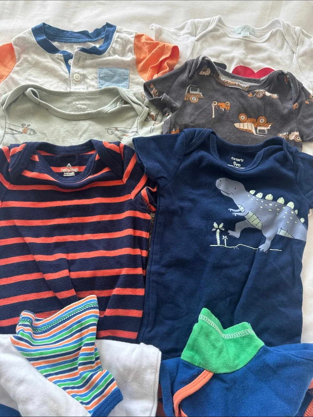 Bundle 11 Baby Short-Sleeve One-Piece Bodysuit  size 6-9 months
